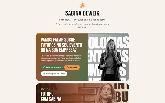 Print da página de links da Sabina Deweik.